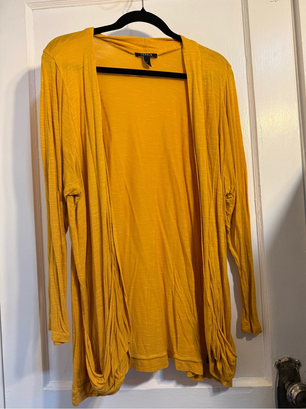 torrid Mustard Yellow Open-Front Draped Cardigan